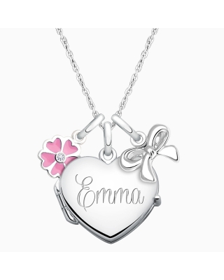 Heart Locket &quot;Design Your Own&quot; Teen&#039;s Necklace for Girls (50+ Optional Charms &amp; FREE Engraving) - Sterling Silver