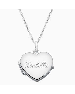 Heart Locket, Engraved Children&#039;s Necklace for Girls (FREE Personalization) - Sterling Silver