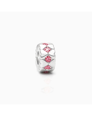 Heart to Heart, Sterling Silver and Pink CZ Heart Rondel - Adoré Charm