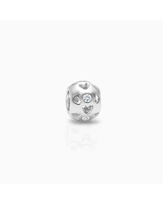Families Are Forever, Sterling Silver Heart Cut-out Round with CZ Center - Adoré Charm