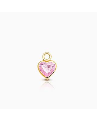 Heart - Pink CZ Bezel Set Baby/Children's Individual Charm (Add to Your Existing Bracelet or Necklace) - 14K Gold