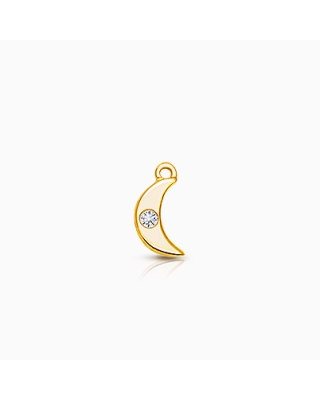 Moon - Inset Diamond Baby/Children&#039;s Individual Charm (Add to Your Existing Bracelet or Necklace) - 14K Gold