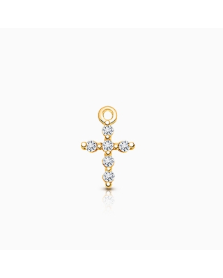 Cross - Pavé CZ Baby/Children's Individual Charm (Add to Your Existing Bracelet or Necklace) - 14K Gold