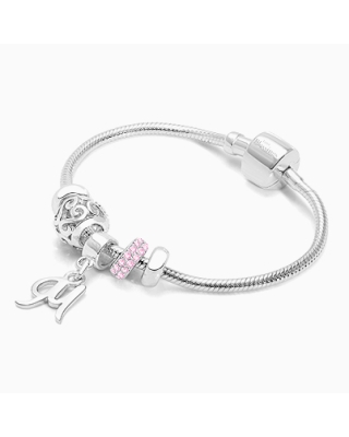 Adoré™ 3 Charm Initial Starter Set, Baby/Children&#039;s Personalized Charm Bracelet for Girls - Sterling Silver