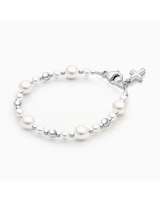 Little Lady, Christening/Baptism Baby/Children’s Beaded Bracelet for Girls - Sterling Silver