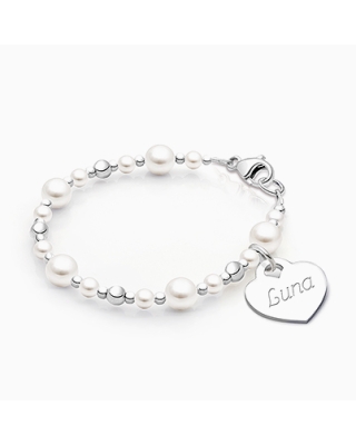 Little Lady, Baby/Children’s Beaded Bracelet for Girls (INCLUDES Engraved Charm) - Sterling Silver