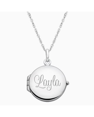 Round Locket, Engraved Teen&#039;s Necklace for Girls (FREE Personalization) - Sterling Silver