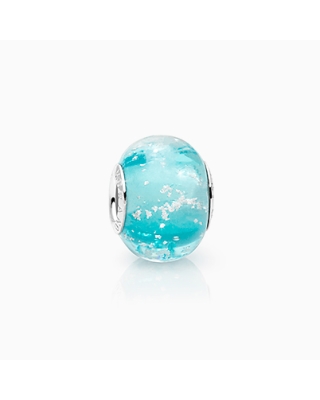 March Birthstone, Sterling Silver and Aquamarine Blue Murano Glass (Hand Made in Italy) - Children&#039;s Adoré™ Charm