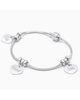 A Mother&#039;s Heart, Adoré™ Bracelet for Women with Children&#039;s Names (FREE Engraving) - Sterling Silver