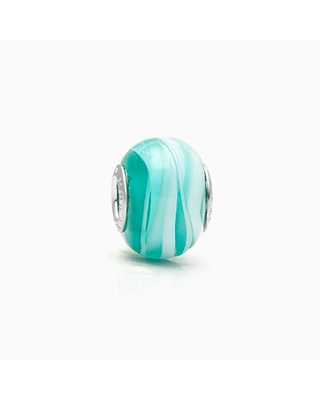 Vacation Waves, Sterling Silver and Aqua Swirl Murano Glass (Hand Made in Italy) - Adoré Charm