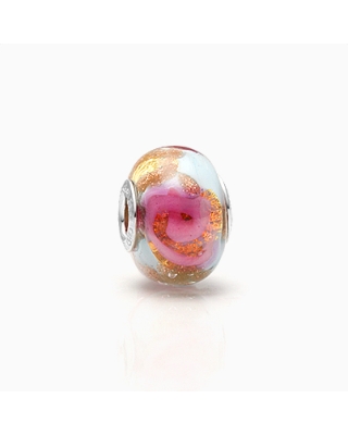 English Rose, Sterling Silver and Multi-Colored Floral Murano Glass (Hand Made in Italy) - Adoré Charm