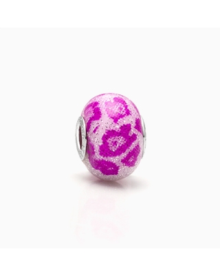 Wild Side, Sterling Silver and Purple Cheetah Print Murano Glass (Hand Made in Italy) - Adoré Charm