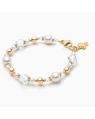 My Little Sunshine Birthstone, Christening/Baptism Baby/Children's Beaded Bracelet for Girls (All 12 Birthstones Avail) - 14K Gold