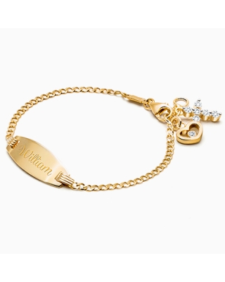 Classic Baby/Children&#039;s Engraved ID Bracelet for Boys - 14K Gold