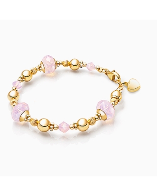 14k gold pink opal bracelet for kids