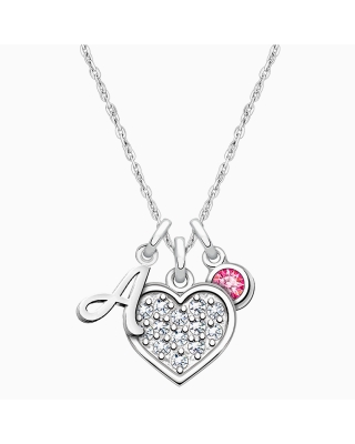 Oh So Loved, Children's Personalized Necklace Set for Girls (Includes Heart, Initial, and Birthstone Charms) - Sterling Silver