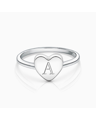 Heart Signet, Engraved Teen&#039;s Ring for Girls (FREE Personalization) - Sterling Silver