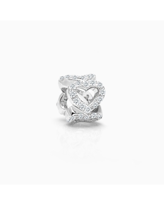 Infinite Love, Sterling Silver and Clear Pavé CZ&#039;s Hearts Rondel - Adoré Charm