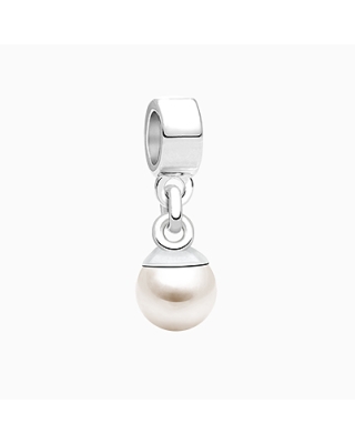 Real White Pearl, Sterling Silver and AAA Grade Perfect Round Cultured Pearl - Children&#039;s Adoré™ Dangle Charm