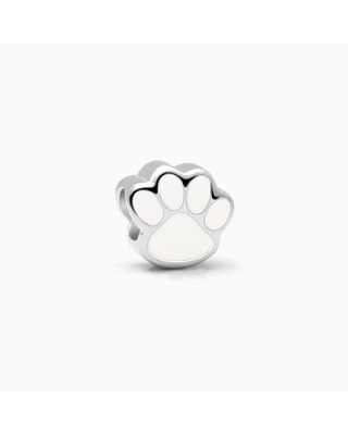 Furry Friend, Sterling Silver and White Enamel Paw Print - Adoré Charm