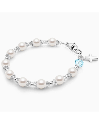 Prayerful Pearls Bracelet with Our Father Bead for Girls First Communion
