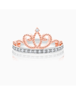 Rosabella™ Princess, Clear CZ Crown, Children&#039;s Two-Tone Ring for Girls - Sterling Silver