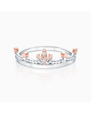 Rosabella™ Tiara, Clear CZ Children's Two-Tone Ring for Girls - Sterling Silver
