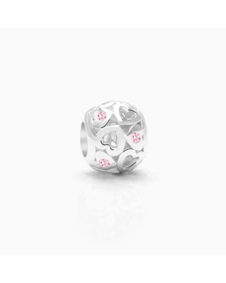 Never Let You Go, Sterling Silver and light Pink CZ Hearts -  Adoré Charm