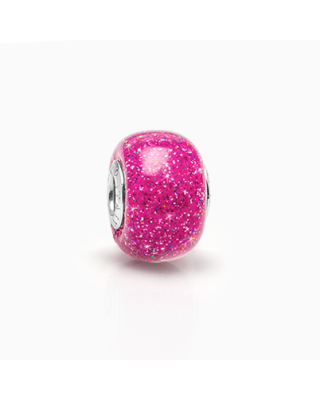 Glitz & Glam, Sterling Silver and Dark Pink Glittering Murano Glass (Hand Made in Italy) - Adoré™ Charm