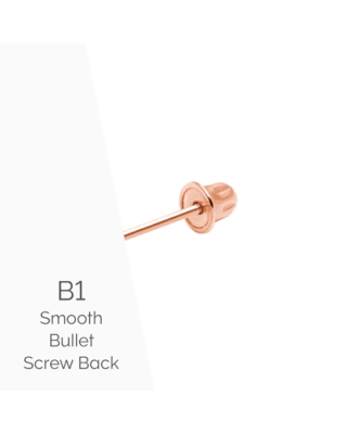 Earring Back (B1) Smooth Bullet Screw Back - 14K Rose Gold