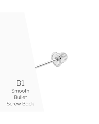Earring Back (B1) Smooth Bullet Screw Back - 14K White Gold