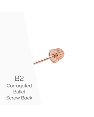 Earring Back (B2) Corrugated Bullet Screw Back - 14K Rose Gold