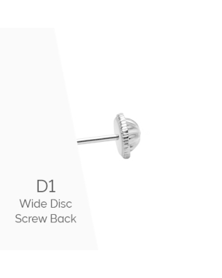 Earring Back (D1) Wide Disc Screw Back - 14K White Gold