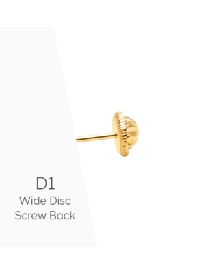 Earring Back (D1) Wide Disc Screw Back - 14K Gold