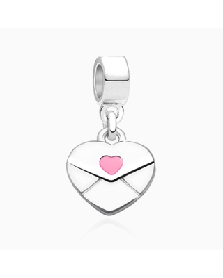 Sending My Love, Sterling Silver Heart Letter, Double Sided with Enamel - Children&#039;s Adoré™ Dangle Charm