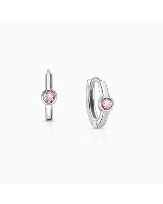 June Birthstone 9mm Huggie Hoops, Swarovski® Crystal Baby/Children's Earrings - Sterling Silver