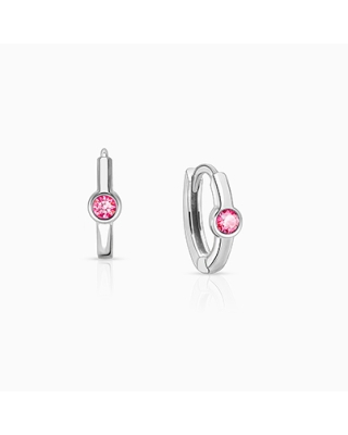 October Birthstone 9mm Huggie Hoops, Swarovski® Crystal Baby/Children's Earrings - Sterling Silver