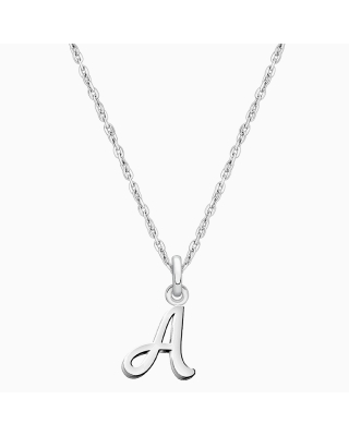 Cursive Initial, Personalized Children's Necklace for Girls (Optional Birthstone Charm) - Sterling Silver