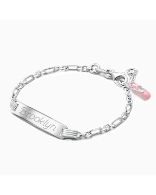 Modern Bar, Baby/Children&#039;s Engraved ID Bracelet for Girls - Sterling Silver