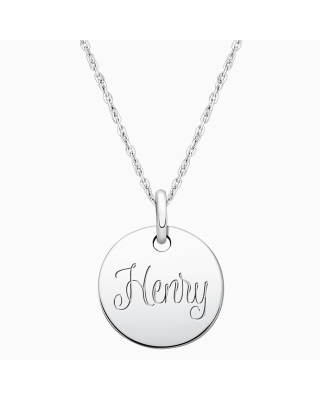 Small Round, Engraved Children's Necklace for Boys (FREE Personalization) - Sterling Silver