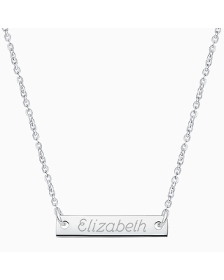 Small Bar, Engraved Children&#039;s Necklace for Girls (FREE Personalization) - Sterling Silver