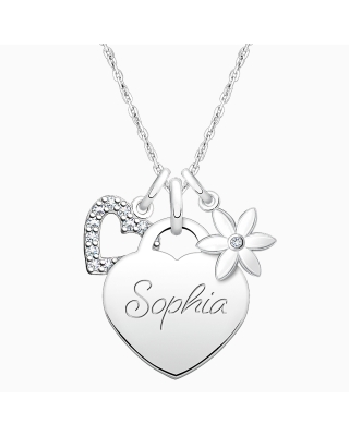 Small Heart "Design Your Own" Children's Necklace for Girls (50+ Optional Charms & FREE Engraving) - Sterling Silver