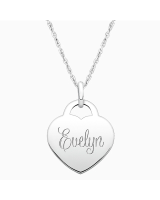 Small Heart, Engraved Children's Necklace for Girls (FREE Personalization) - Sterling Silver