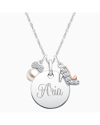 Small Round &quot;Design Your Own&quot; Teen&#039;s Necklace for Girls (50+ Optional Charms &amp; FREE Engraving) - Sterling Silver