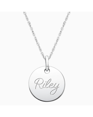 Small Round, Engraved Children&#039;s Necklace for Girls (FREE Personalization) - Sterling Silver