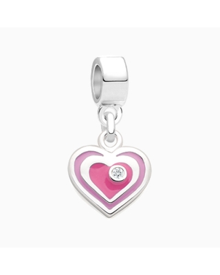 Sparkle in My Heart, Sterling Silver, Pink Enamel and CZ Heart - Children&#039;s Adoré™ Dangle Charm