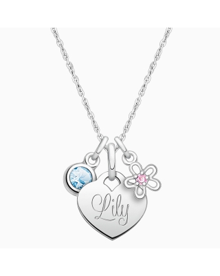Baby Heart &quot;Design Your Own&quot; Teen&#039;s Necklace for Girls (50+ Optional Charms &amp; FREE Engraving) - Sterling Silver