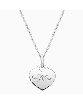 Baby Heart, Engraved Children's Necklace for Girls (FREE Personalization) - Sterling Silver