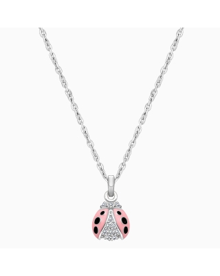 Love Bug, Children's Pink Ladybug Necklace for Girls - Sterling Silver