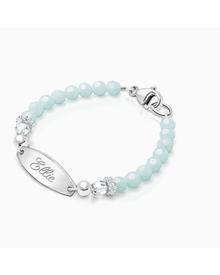 tB® Signature Crystal™ Trademark Blue Baby/Children’s Engraved Bracelet for Girls - Sterling Silver